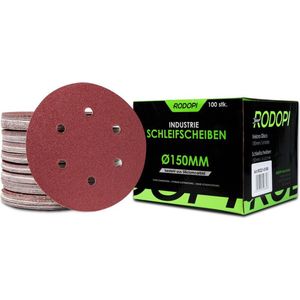 Rodopi® 100x Mix Schuurpapier 150mm - 6 gats Excentrisch Schuurmachine