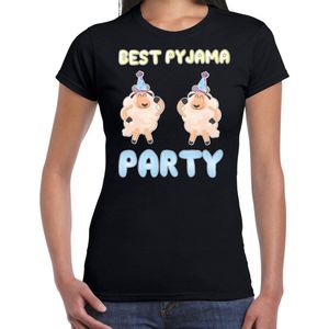 Bellatio Decorations Verkleed T-shirt voor dames - best pyjama party - zwart - carnaval - foute party L