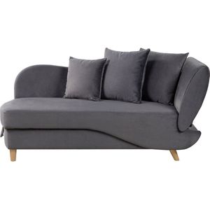 MERI II - Chaise longue opberg - Donkergrijs - Rechterzijde - Fluweel