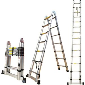 Telescopische/ telescoop ladder 5 meter dubbel V-vorm 2.5*2.5M - Uitklapbaar V vorm of in één stuk (5M)/ Professioneel