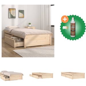 vidaXL Bedframe met lades 100x200 cm - Bed - Inclusief Houtreiniger en verfrisser