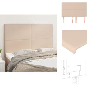 vidaXL Hoofdbord Cappuccino - Kunstleer - 144x118/128 cm - Stevige poten - Verstelbare hoogte - Comfortabele ondersteuning - 4 stuks - Bedonderdeel