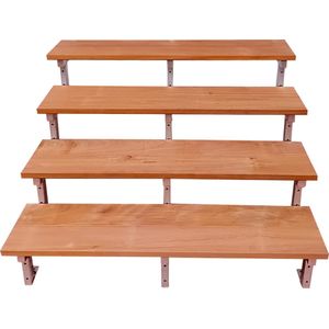 BALI Stalen buitentrap H71cm - 4 treden hardhout - breedte 140cm