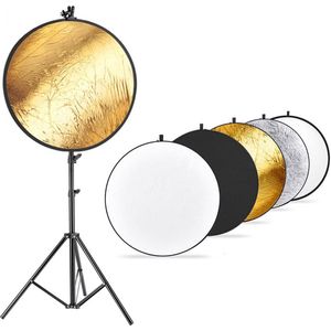 Neewer® - Fotostudio Verlichting Reflector en statief set: 110cm 5 in 1 Meervoudige Schijfreflector - 75 inch lichtstatief en Metalen reflector Klemhouder voor Foto Video - Portretfotografie