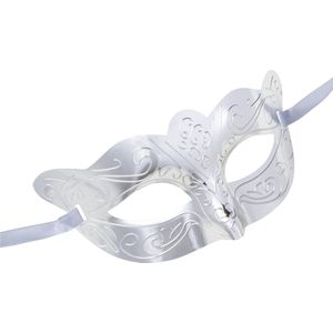 WIDMANN - Glanzend zilverkleurig halfmasker voor volwassenen - Maskers > Masquerade masker