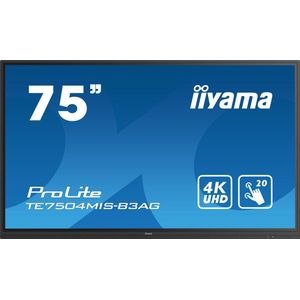 iiyama TE7504MIS-B3AG beeldkrant Interactief flatscreen 190,5 cm (75"") Wifi 400 cd/m² 4K Ultra HD Zwart Touchscreen Type processor iiWare 9.0