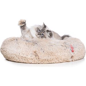 Snoozle Kattenmand - Zacht en Luxe Poezenmand - Kattenmandje rond - Wasbaar - 100cm - Creme bruin