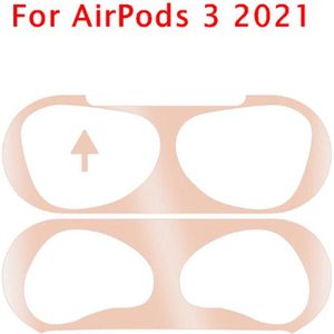 Sticker geschikt voor Airpods 3 2021 - Accessoire voor Airpods 3 - Anti magnetisch stof - Vuil bescherming - Rose Goud Sticker 2 stuks