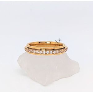 Luminora Elevate Ring Goud - Fidget Ring Diamanten - Anxiety Ring - Stress Ring - Anti Stress Ring - Spinner Ring - Spinning Ring - Draai Ring - Maat 60 | ⌀ 19.0 - Wellness Sieraden