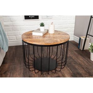 Industriële salontafel LOFT 56 cm natuurlijk massief mangohout