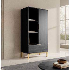 Meubella - Kast Ponchi - Zwart eiken - 70 cm