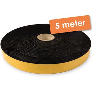 5 Meter - Zelfklevend Vilt / Plakvilt op Rol - Zwart - Breedte: 20 mm - Dikte: 1.5 mm
