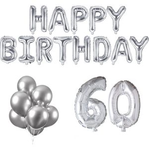 60 jaar Verjaardag Versiering Ballon Pakket Zilver