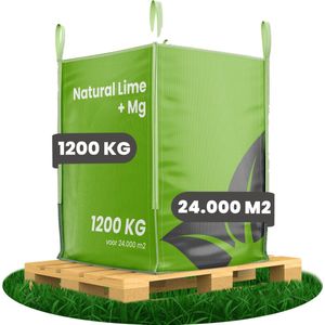 Kalk Korrel meststof verrijkt met magnesium (Bigbag  1200Kg - Voor 24000m2) voor dieper bladgroen (+PH) Speciaal voor gazon, Perken, Moestuin en openbaar groen - Organifer