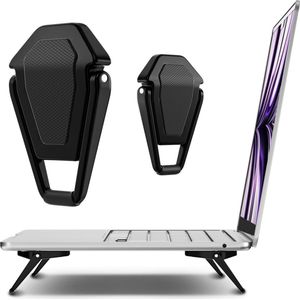 Mini-laptopstandaard, draagbaar, onzichtbaar, aluminium koeling, toetsenbordhouder, standaard, ergonomisch, licht, voor 12-17 inch tablets en laptops, 4 stuks, zwart