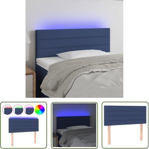vidaXL Hoofdbord LED 90x5x78/88 cm - Blauw - Stof Hoofdboard - Led Headboard - Blauwe Hoofdstoel - Bedside Lighting - Slaapkamers Decoratie