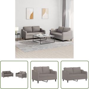 The Living Store 2-delige Loungeset met kussens stof taupe - Loungeset - Tuinset - Lounge Stoffen Bank - 2 Persoons Bank - Taupe Bank