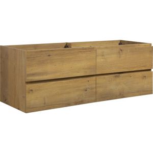 Badplaats Wastafel Onderkast Angela 140 x 48 cm - Eiken - Hangend Wastafelmeubel Met Lades