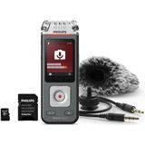 Philips VoiceTracer Audiorecorder DVT71132 | 3MIC Stereo MP3/PCM - 24-bits/96 kHz, 8GB, Smartphone app, USB-C, Camera DSLR-camerabevestiging, incl. microSD 32 GB kaart - adapter