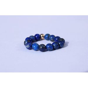 Bixorp Gems Edelsteen Ring van Lapis Lazuli - 4mm Kralen Ring - Cadeau voor haar