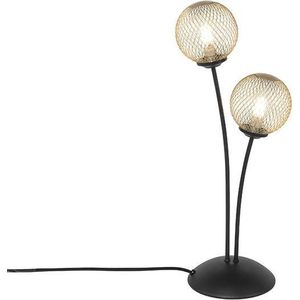 QAZQA athens - Landelijke Tafellamp - 2 lichts - H 480 mm - Zwart Goud - Woonkamer | Slaapkamer | Keuken