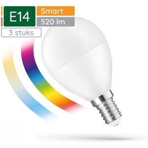 Spectrum Smart LED Lamp E14 4.9W - 230V - 520 Lumen - 2700-6000K - Bluetooth Compatibel - 3 stuks