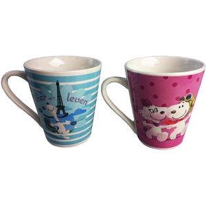 Mokkenset van 2 Charlie Brown SNOOPY-mokken