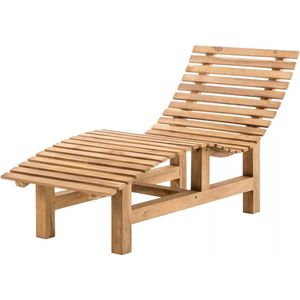 In And OutdoorMatch Designer ligbank Anibal - Brede latjes - Houten bank - Tuinbank - Loungebank buiten - Ligbed