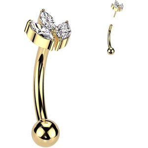 Piercing curved titanium marquise goud