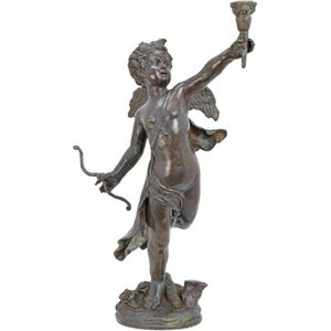 Kandelaar - cupido - brons - 53 cm hoog