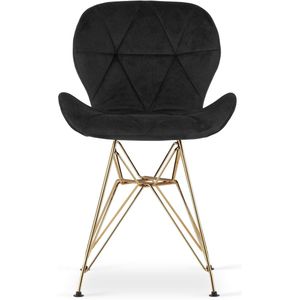 NEST stoel - Zwart fluweel / gouden poten x 4