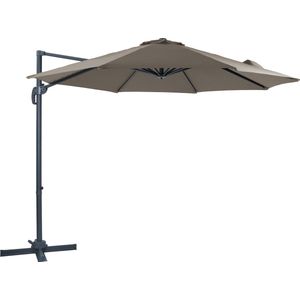 AXI Marisol Zweefparasol Ø 300cm Antraciet/taupe – Gepoedercoat aluminium frame met kruisvoet – 360° Draaibaar - Kantelbaar – UV werend doek