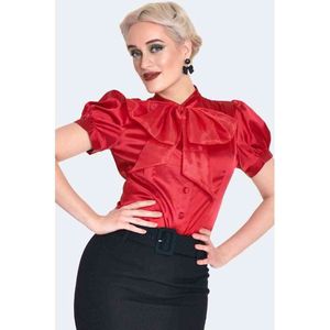 Voodoo Vixen - Oversized Bow Detail Blouse - M - Rood