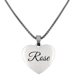 Ketting - Hart - Met Naam - Rose - Zilver