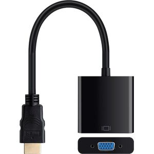 HDMI naar VGA Adapter Omvormer - Geschikt voor HD Monitor Game Console Beamer Projector - 25 cm Kabel - Zwart