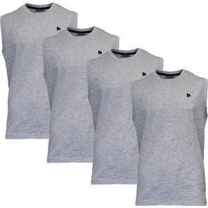 Donnay T-shirt zonder mouw - 4 Pack - Tanktop - Sportshirt - Heren - Maat S - Grijs gemeleerd