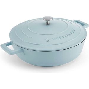 Ondiepe Braadpan 4L - Lichtgewicht Gietaluminium, Inductie- en Ovenbestendig, Hemelsblauw