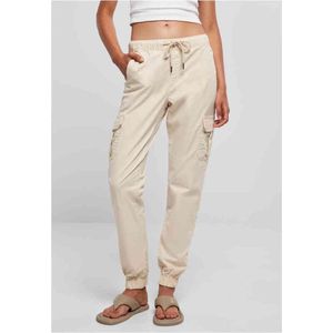 Urban Classics - High Waist Cargo Dames joggingbroek - XS - Ivoorkleurig