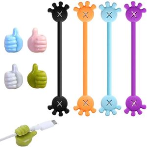 4 stuks magnetische kabelklemmen met duimhaak - siliconen herbruikbare kabelbinders - USB-oplaadkabel .