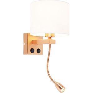 QAZQA brescia combi - Moderne LED Wandlamp met flexarm voor binnen - 1 lichts - D 210 mm - Wit - Woonkamer | Slaapkamer | Keuken