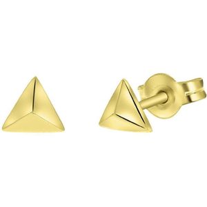 Lucardi Dames Oorbellen pyramide driehoek - Oorbellen - Cadeau - 14 Karaat Goud - Geelgoud