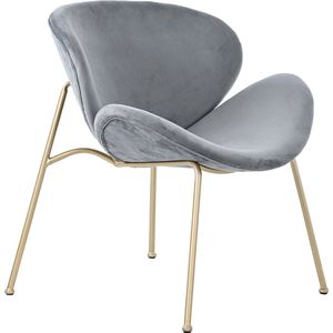 Merax Samt - Esszimmerstoel (Set van 4) - Luxe Lounge Stoelen met Gouden Metalen Poten - Grijs