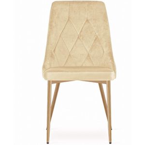IMOLA stoel - beige fluweel / houtkleurige poten x 2