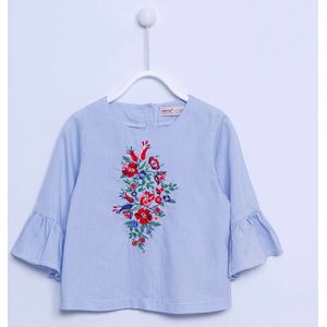 alisé Katoenen geweven blouse voor baby meisjes met borduursel Blauw 122