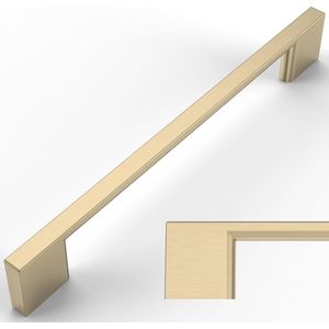 Meubelgrepen, geborsteld messing, 160 mm, gatafstand, voor gouden keukenkasten, kastgrepen, ladegrepen, deurgrepen voor keukenkasten, kledingkast, 10 stuks