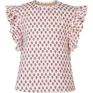 Noppies T-shirt Polkton met All Over Print en Ruches Wit