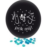 Confetti ballon gender reveal jongen party/feest zwart 60 cm