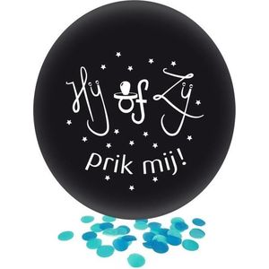 Confetti ballon gender reveal jongen party/feest zwart 60 cm