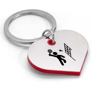 Akyol - badminton sleutelhanger hartvorm - Badminton - sporters - inclusief kaart - sport cadeau - sporten - leuk kado voor je sporter om te geven