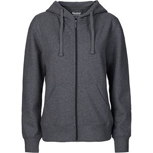 Fairtrade Ladies Zip Hoodie met capuchon Dark Heather - L